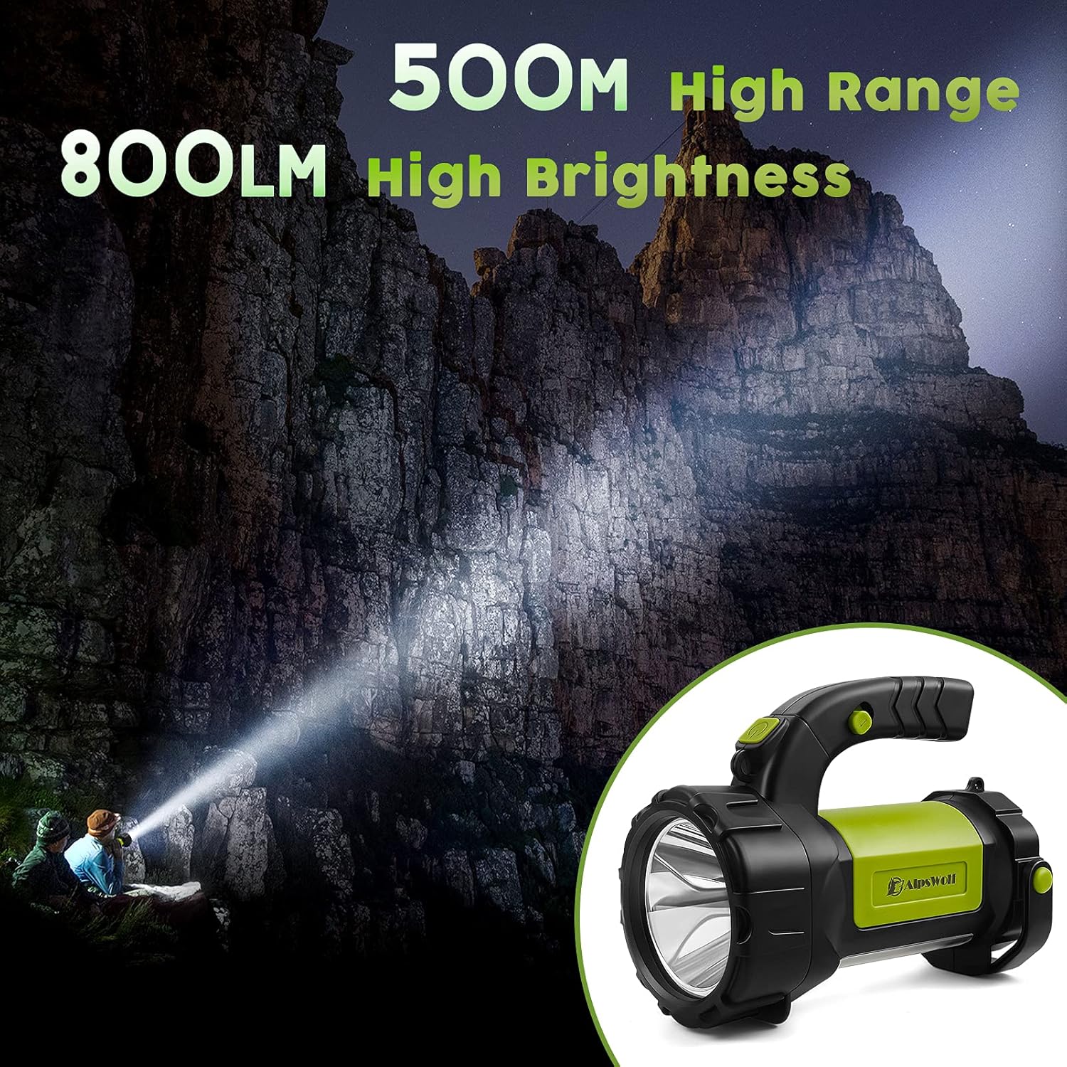 Camping Lantern Rechargeable, AlpsWolf LED Flashlight Spotlight Lantern with 800LM, 3600 Capacity Battery Powered, Portable Bright Camping Light for Emergency, Outdoor Hiking, Power Outages - Image 3