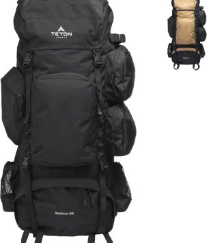 TETON 85L Explorer Internal Frame Backpack for Hiking, Camping, Backpacking, Rain Cover Included, Black